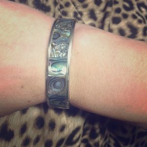 Silver Mother of pearl bangle bracelet